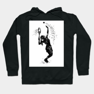 Tennis Girl Player Black and White Silhouette Hoodie
